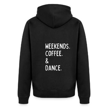 Weekends coffee dance - Unisex Premium Organic Zip Hoodie - black - Back - Nico (187cm)