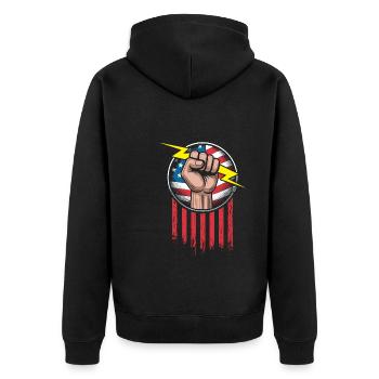 Electrician American flag patriotic - Unisex Premium Organic Zip Hoodie - black - Back - Nico (187cm)