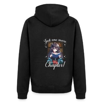 just one more chapter anime girl reading book - Unisex Premium Organic Zip Hoodie - black - Back - Nico (187cm)