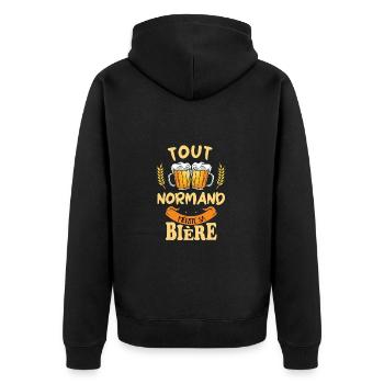 Tout normand mérite sa bière normandie apéro - Veste à capuche bio Premium Unisexe - noir - Dos - Nico (187cm)