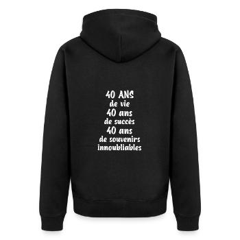 40 ans maillot anniversaire cadeau homme femme - Veste à capuche bio Premium Unisexe - noir - Dos - Nico (187cm)