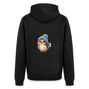 Winter Vögelchen - Unisex Premium Bio Zip Hoodie - Schwarz - Hinten - Nico (187cm)