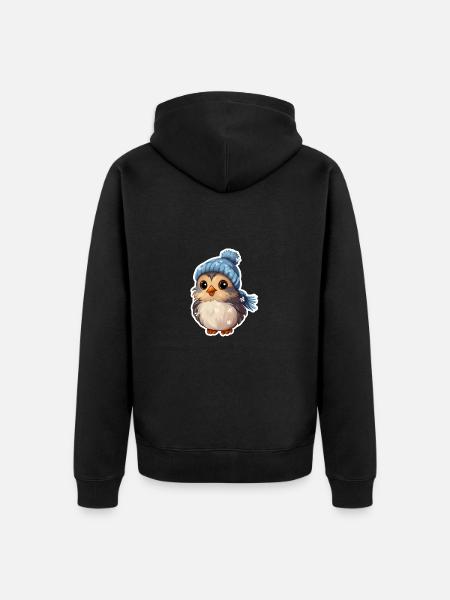Winter Bird - Unisex Premium Organic Zip Hoodie - black