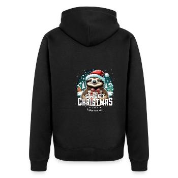 Weihnachtsfaultier - Sweet Christmas - Unisex Premium Bio Zip Hoodie - Schwarz - Hinten - Nico (187cm)