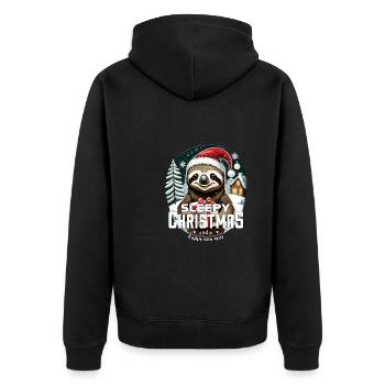 Weihnachtsfaultier - Sleepy Christmas - Unisex Premium Bio Zip Hoodie - Schwarz - Hinten - Nico (187cm)