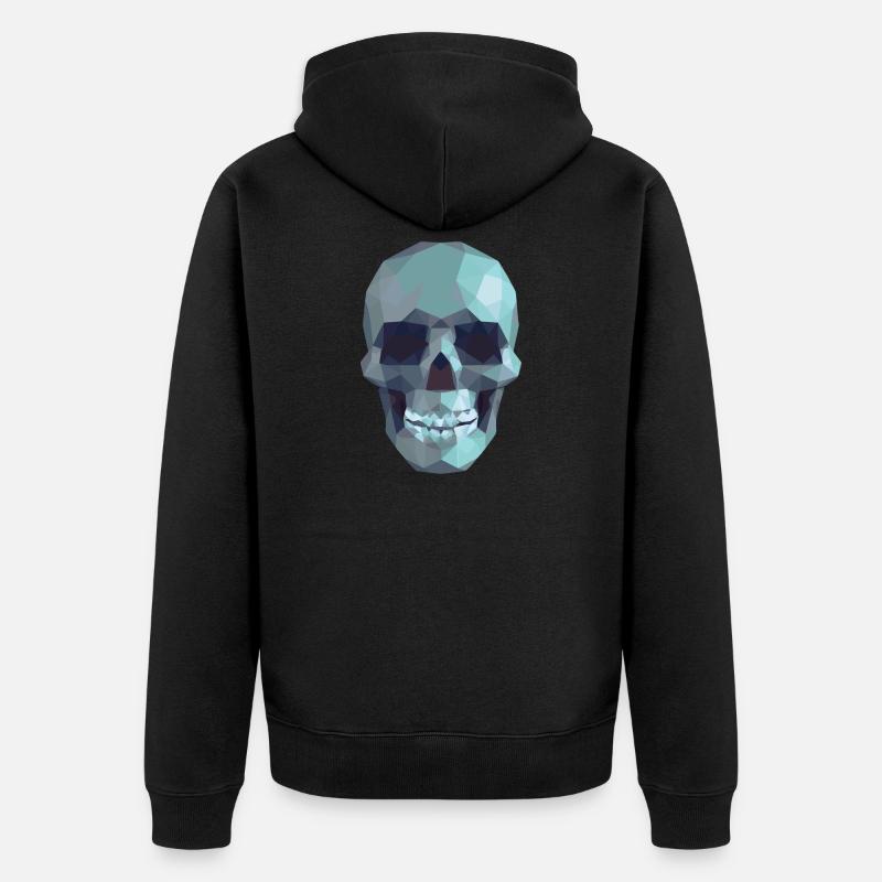 Low Poly Blue Skull – Geometrisch-Gotik-Stil - Unisex Premium Bio Zip Hoodie - Schwarz