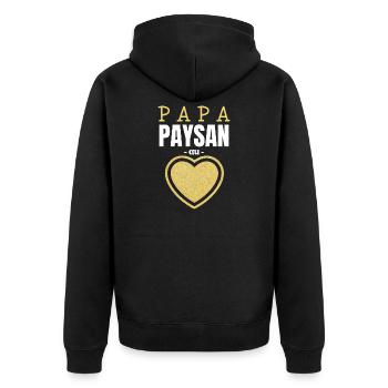 Papa Paysan au Cœur d'Or - Veste à capuche bio Premium Unisexe - noir - Dos - Nico (187cm)