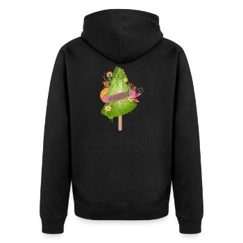 leuchtendes Weihnachtsbaum Eis u.Weihnachtsschmuck - Unisex Premium Bio Zip Hoodie - Schwarz - Hinten - Nico (187cm)