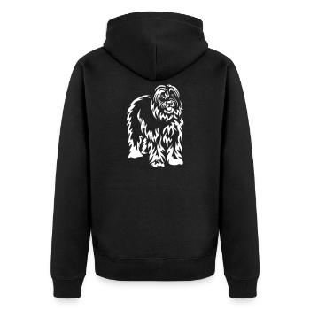 Gos d'Atura Catala "Black Edition" - Unisex Premium Bio Zip Hoodie - Schwarz - Hinten - Nico (187cm)