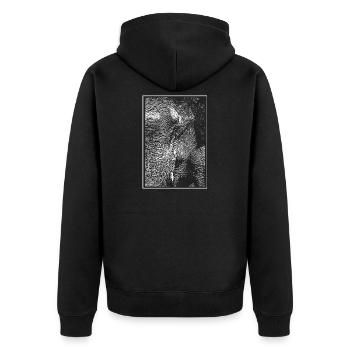 Weißer Elefant - Unisex Premium Bio Zip Hoodie - Schwarz - Hinten - Nico (187cm)