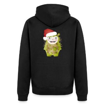 Joyeux monstre vert célébrant Noël - Veste à capuche bio Premium Unisexe - noir - Dos - Nico (187cm)