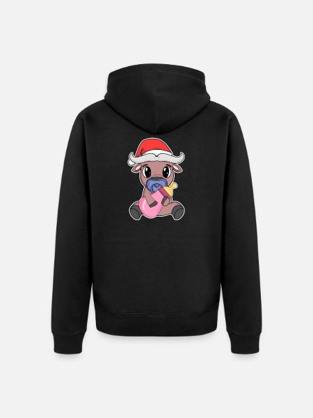 Bœuf bébé Noël - Veste à capuche bio Premium Unisexe - noir