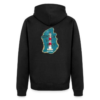 Schottland Lighthouse Tarbat Ness, Nordseeküste - Unisex Premium Bio Zip Hoodie - Schwarz - Hinten - Nico (187cm)