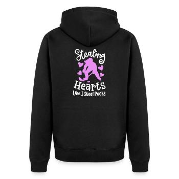 Eishockey Eishockeyspielerin Valentinstag - Unisex Premium Bio Zip Hoodie - Schwarz - Hinten - Nico (187cm)