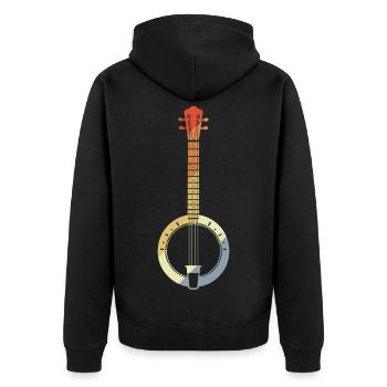 Retro Banjo Drawing - Unisex Premium Organic Zip Hoodie - black - Back - Nico (187cm)