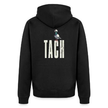 Tach Ruhrpott Taube Begrüßung Traditionell hell - Unisex Premium Bio Zip Hoodie - Schwarz - Hinten - Nico (187cm)