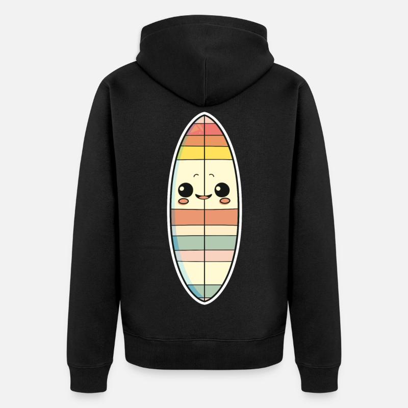 Planche de surf style bande dessinée - Veste à capuche bio Premium Unisexe - noir