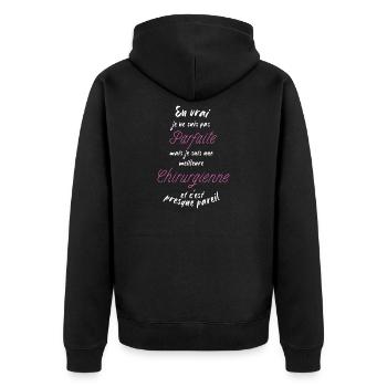 Ich bin der beste Chirurg - Unisex Premium Bio Zip Hoodie - Schwarz - Hinten - Nico (187cm)