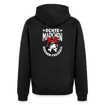 Lustiges Fußball Fussball Fan Geschenk - Unisex Premium Bio Zip Hoodie - Schwarz - Hinten - Nico (187cm)