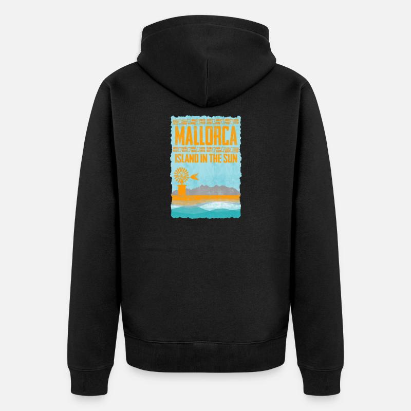 L’île de Majorque au soleil - Veste à capuche bio Premium Unisexe - noir