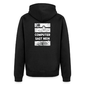 Computer sagt Nein Retro Humor - Unisex Premium Bio Zip Hoodie - Schwarz - Hinten - Nico (187cm)