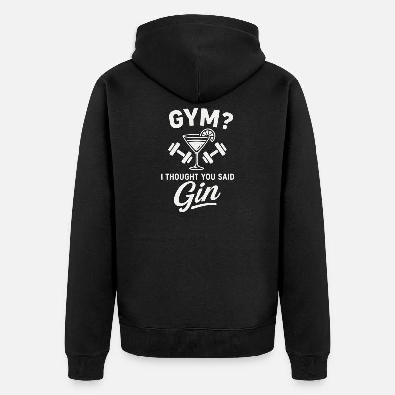 Gym oder Gin ? - Unisex Premium Bio Zip Hoodie - Schwarz
