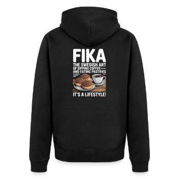 Fika : le style de vie du café et de la pâtisserie suédois - Veste à capuche bio Premium Unisexe - noir - Dos - Nico (187cm)