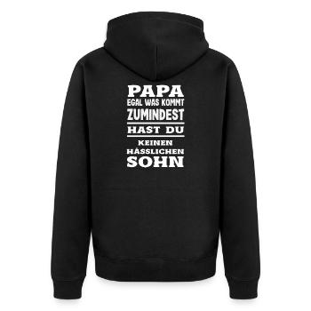 Drôle de cadeau de fête des pères papa bière - Veste à capuche bio Premium Unisexe - noir - Dos - Nico (187cm)