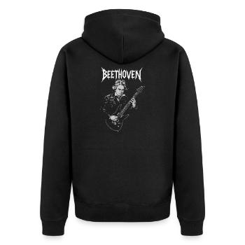 Beethoven Guitar Hero - Unisex Premium Organic Zip Hoodie - black - Back - Nico (187cm)