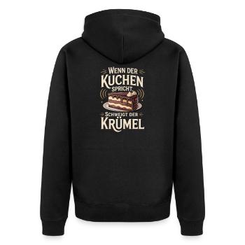 When the cake speaks, the crumb is silent - Unisex Premium Organic Zip Hoodie - black - Back - Nico (187cm)