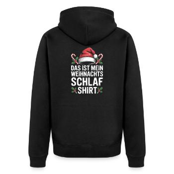 Mein Weihnachts Schlafshirt - Unisex Premium Bio Zip Hoodie - Schwarz - Hinten - Nico (187cm)