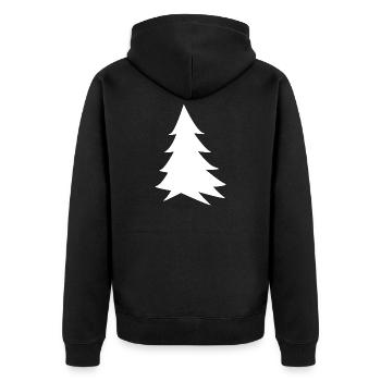 Minimalistische Silhouette der Weißtanne - Unisex Premium Bio Zip Hoodie - Schwarz - Hinten - Nico (187cm)