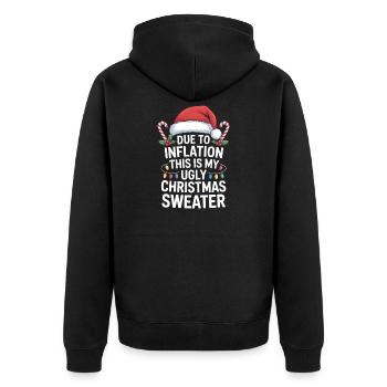 Inflation Hässlicher Weihnachtspullover - Unisex Premium Bio Zip Hoodie - Schwarz - Hinten - Nico (187cm)