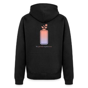 Ma croissance nécessite du repos – Conception de l’auto-soin - Veste à capuche bio Premium Unisexe - noir - Dos - Nico (187cm)