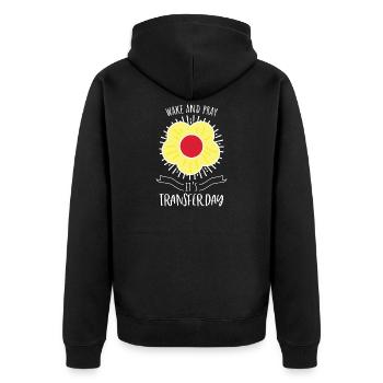 Wake and Pray IVF Transfer Day - Unisex Premium Bio Zip Hoodie - Schwarz - Hinten - Nico (187cm)