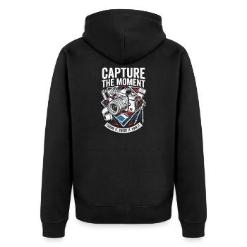 Photographie Capture du Moment - Veste à capuche bio Premium Unisexe - noir - Dos - Nico (187cm)
