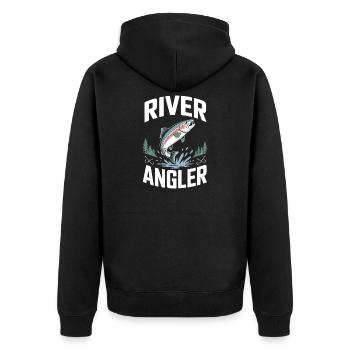 River Angler Fly Fishing Fishing - Unisex Premium Organic Zip Hoodie - black - Back - Nico (187cm)