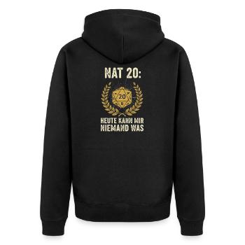 Nat 20 Würfel - Lustiges Pen and Paper - Unisex Premium Bio Zip Hoodie - Schwarz - Hinten - Nico (187cm)