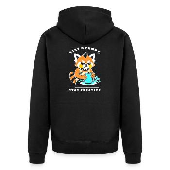 Bleib kreativ Pottery Panda - Unisex Premium Bio Zip Hoodie - Schwarz - Hinten - Nico (187cm)