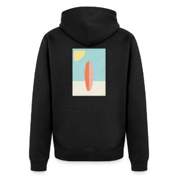 Brandung - Unisex Premium Bio Zip Hoodie - Schwarz - Hinten - Nico (187cm)