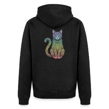 Hauskatze - Unisex Premium Bio Zip Hoodie - Schwarz - Hinten - Nico (187cm)