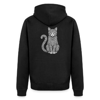 Hauskatze - Unisex Premium Bio Zip Hoodie - Schwarz - Hinten - Nico (187cm)