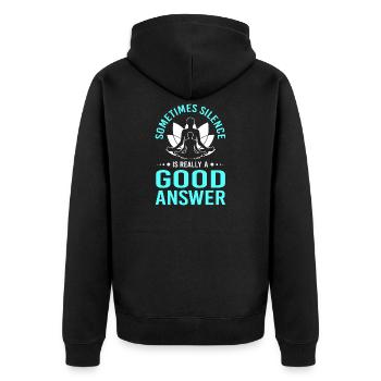 Zen Meditation Buddhismus Buddhist Buddha Chakra - Unisex Premium Bio Zip Hoodie - Schwarz - Hinten - Nico (187cm)