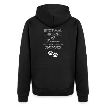 Zusammen besser - Pfote | Hunde & Katzen Tierliebe - Unisex Premium Bio Zip Hoodie - Schwarz - Hinten - Nico (187cm)