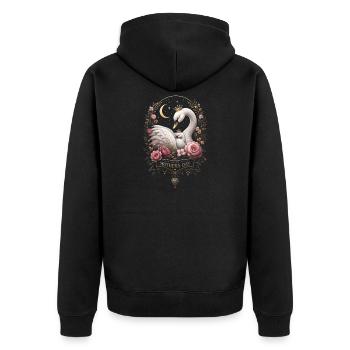Cygne Maman Floral Doré - Mother's Day - Veste à capuche bio Premium Unisexe - noir - Dos - Nico (187cm)