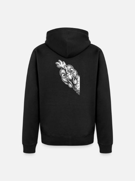 Funny peeking chicken - Unisex Premium Organic Zip Hoodie - black
