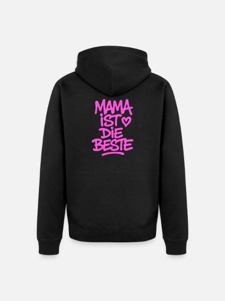 mama_ist_die_beste_pink - Unisex Premium Bio Zip Hoodie - Schwarz