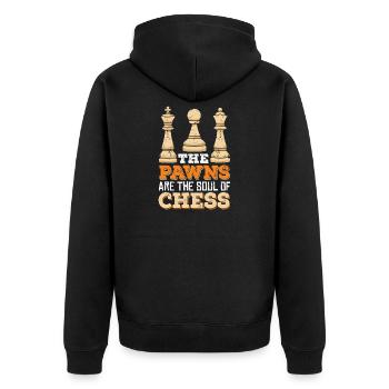 Schach Schachspieler Schachbrett - Unisex Premium Bio Zip Hoodie - Schwarz - Hinten - Nico (187cm)