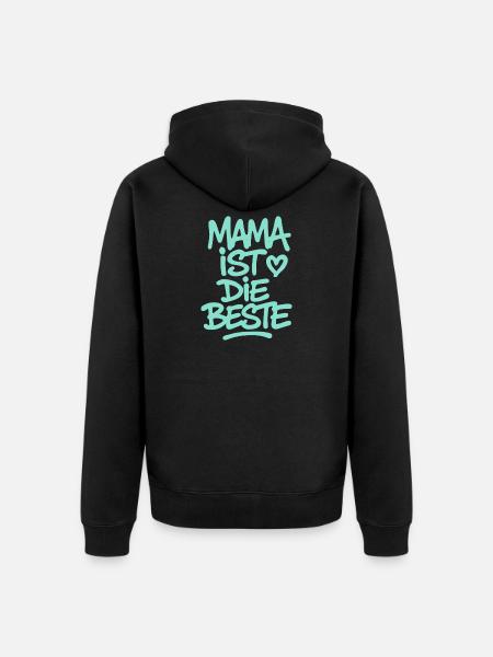 Mama ist die Beste - Unisex Premium Bio Zip Hoodie - Schwarz