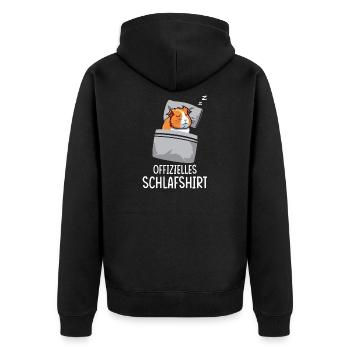 Offizielles Schlafshirt Pyjama Meerschweinchen  - Unisex Premium Bio Zip Hoodie - Schwarz - Hinten - Nico (187cm)